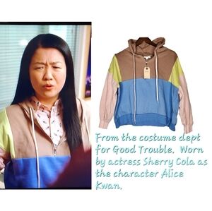 Nordstrom BP Colorblock Sweatshirt in Pink Blue Tan Size M